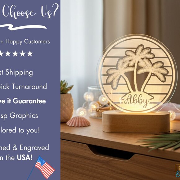 Palm Tree LED Lamp | Personalized Light-Up Name Sign for Beach & Island Lovers - Picture 4 of 8